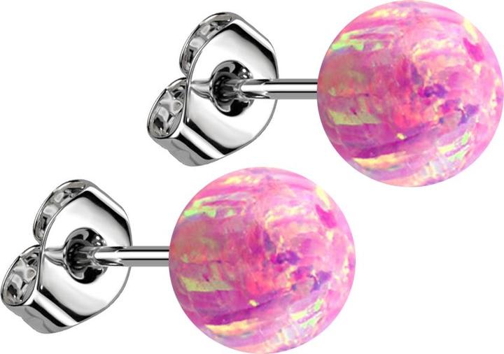 Immagine prodotto Star Piercing Orecchini con pallina opale rosa (senza ottone, Acciaio chirurgico 316L)