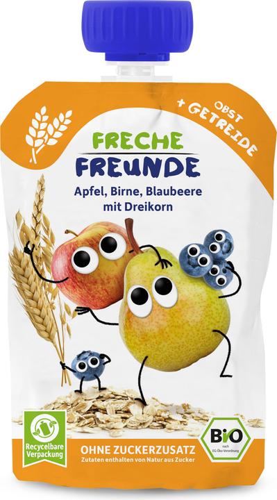 Immagine prodotto Freche Freunde composta di pomme poire myrtille aux trois céréales (100 g)