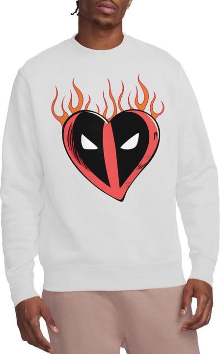 Actual product image Deadpool Unisex Adult Flaming Heart Sweatshirt (XXL)
