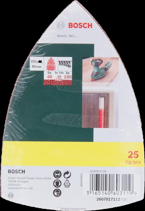 Image du produit Bosch Zubehör Set de feuilles abrasives pour ponceuses Multi, 25 pièces, 11 trous, 102 x 62 mm, 40 - 180 (40, 80, 120, 180)