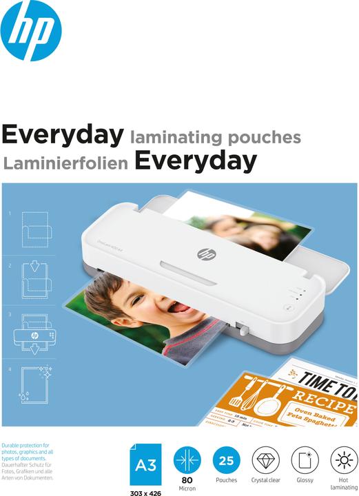Actual product image HP Laminating film Everyday A3, 80 µm, 25 pieces, glossy (A3, 25 Piece, 80 µm)