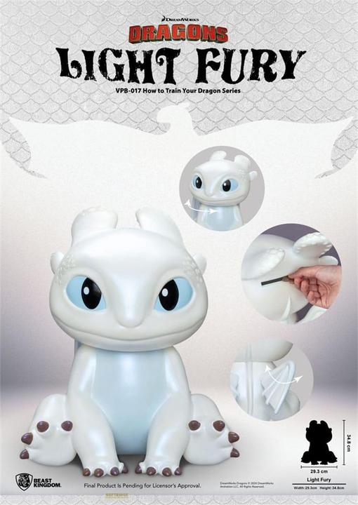 Actual product image Beast Kingdom Dragon Taming Made Easy Functional Figure Money Box Light Fury 35 cm (35 cm)