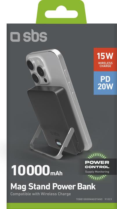 Actual product image SBS Wireless Power Bank 10,000 mAh with Stand and LCD (10000 mAh, 20 W, 37 Wh)