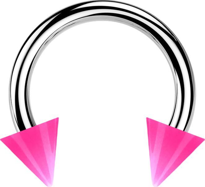Star Piercing Micro Circular Barbell silber mit zwei Cones pink (Acryl, ohne Messing, Chirurgenstahl 316L)