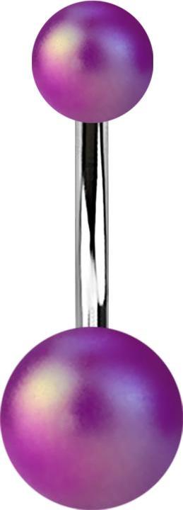 Produktbild Star Piercing Banane silber mit zwei Kugeln Perglanz matt violett (ohne Messing, Acryl, Chirurgenstahl 316L)