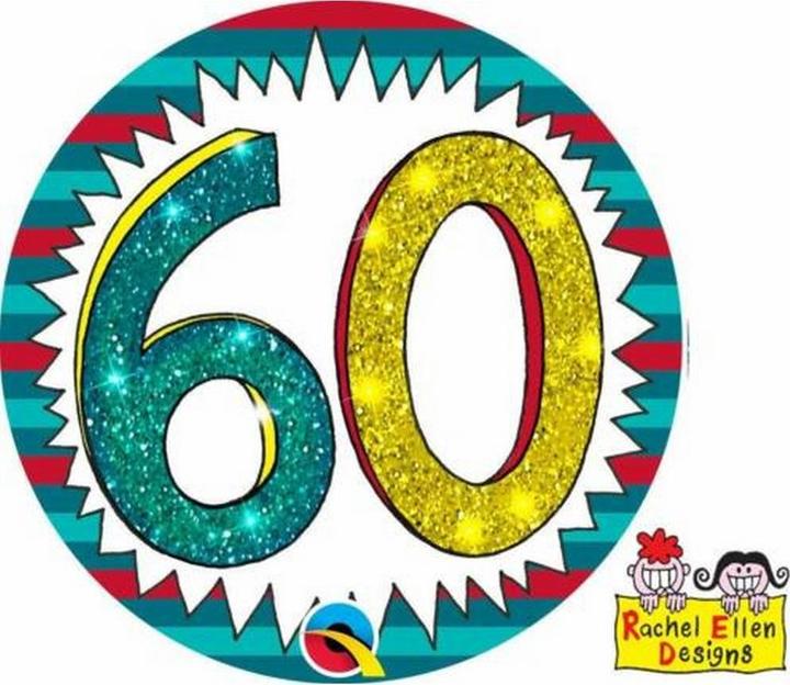 Actual product image Rachel Ellen Wow Glitter 60th birthday badge