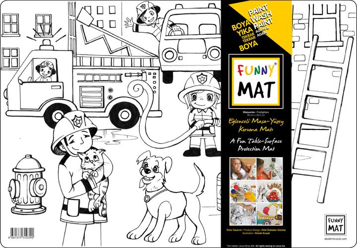 Image du produit Funny Mat Tapis de dessin lavable Pompiers (48 x 33.5 cm)
