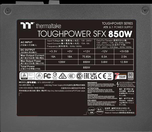 Actual product image Thermaltake TT Toughpower SFX Platinum 850W (850 W)