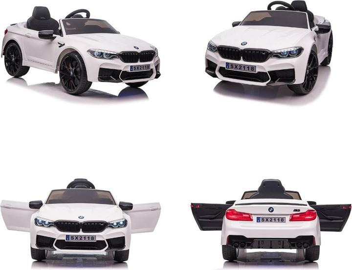 Produktbild Es-toys Elektro Kinderfahrzeug weiss "BMW M5" - Lizenziert - 12V7A Akku, 2 Motoren- 2,4Ghz Fernsteuerung, MP (12 V)