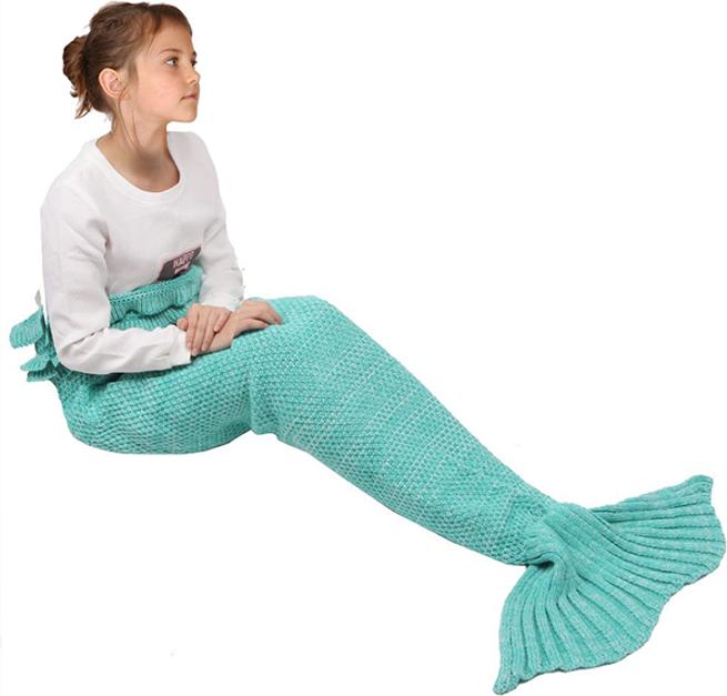 Immagine prodotto MU Classic Coperta a maglia a forma di sirena (70 x 130 cm)