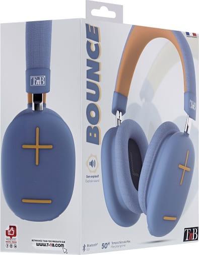 Produktbild T'nB Casque Micro Bluetooth Bounce (Bleu/Orange) (ANC, 50 h, Kabellos)