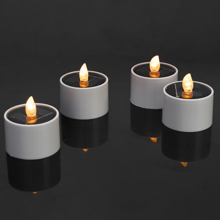 Actual product image Casativo Set of 4 solar LED tea lights with twilight sensor, IP44, white (4 x)