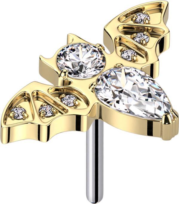Produktbild Star Piercing Threadless Fledermaus vergoldet Kristalle silber (ohne Messing, Titan G23)
