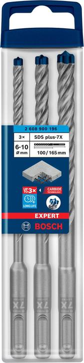Actual product image Bosch Professional Zubehör Expert SDS plus-7X hammer drill bit set, 6/8/10 mm, 3 pcs. (10.0 mm, 6.0 mm, Ø 8.0 mm)