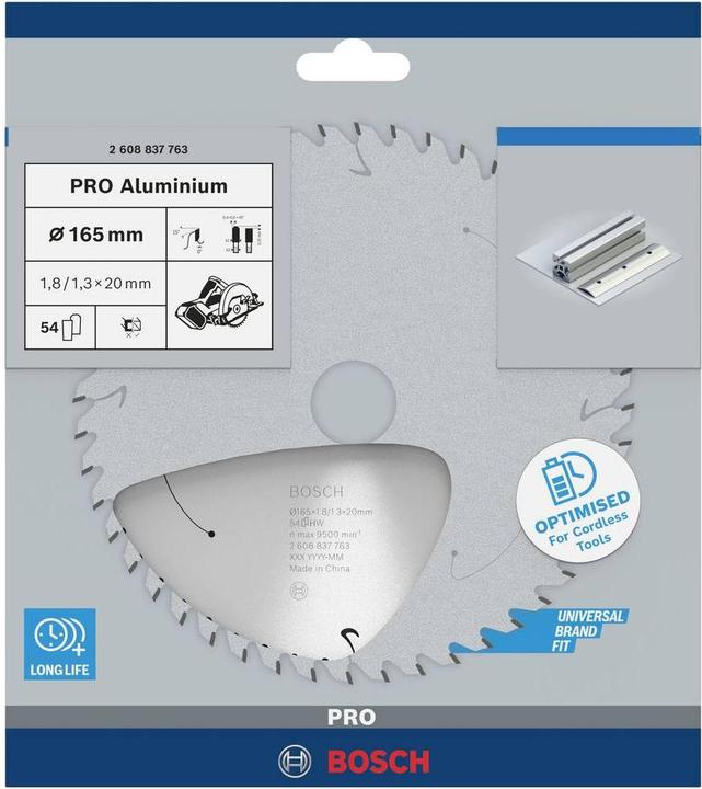 Produktbild Bosch Professional Zubehör PRO Aluminium cordless Kreissägeblatt, 165 x 1,8 x 20 mm