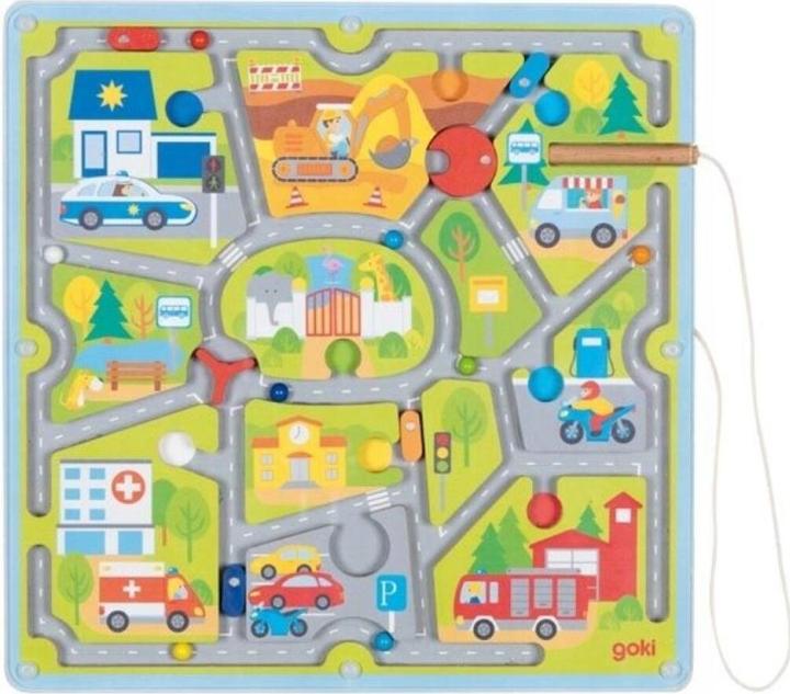 Actual product image Goki Magnetlabyrinth Kleine Stadt (French, German, English, Italian)