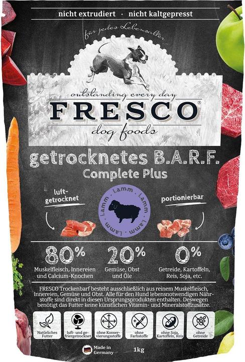 Produktbild Fresco Trockenfutter BARF Complete Plus Lamm 1 kg (Senior, Adult, Junior, 1 Stk., 1000 g)
