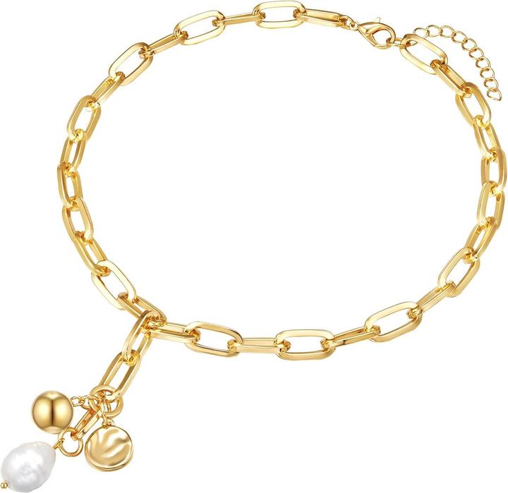 Produktbild Lulu & Jane Damen Metall-Legierung Muschelkernperle gelbgold 42,0 cm Basiskette + 5,0 cm Verlängerung - 29533 (Metall-Legierung, 42 - 47 cm)