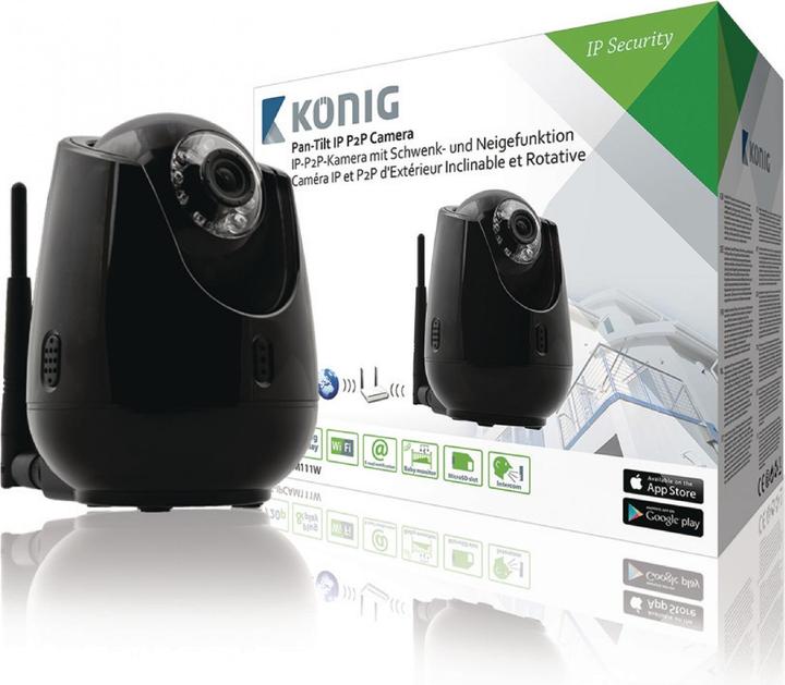 Produktbild König HD Bewegliche IP-Kamera Innenbereich 720P Schwarz (1280 x 720 Pixels)