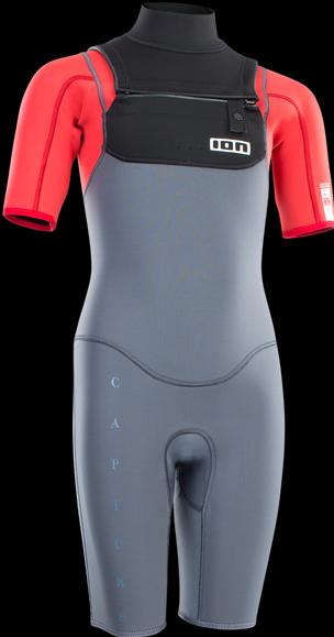 Actual product image ION Wetsuit Capture 2/2 Shorty SS Front Zip junior - steel blue/red/black (116)