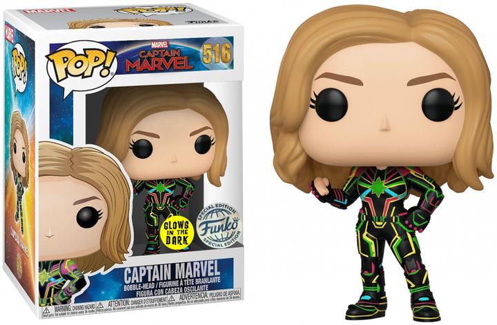 Actual product image Funko Pop! Marvel: Captain Marvel - Captain Marvel (Neon Suit) (Glows in the Dark) (Special Edition)
