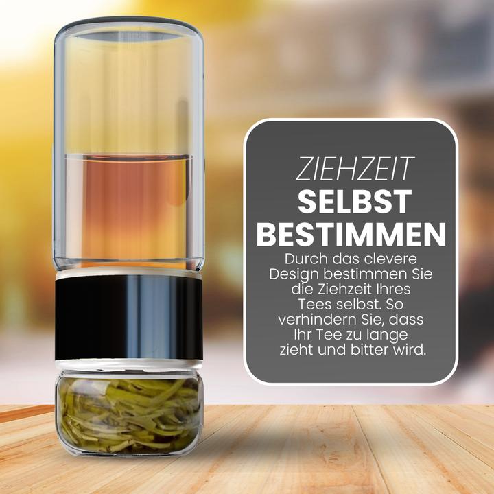 Produktbild Gewürzladen Näfels Drehbare Teeflasche aus hitzebeständigem Glas mit Teefilter - to go (0.24 l)