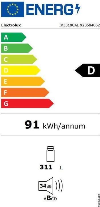 Label énergétique Electrolux IK3318CAL (311 l)