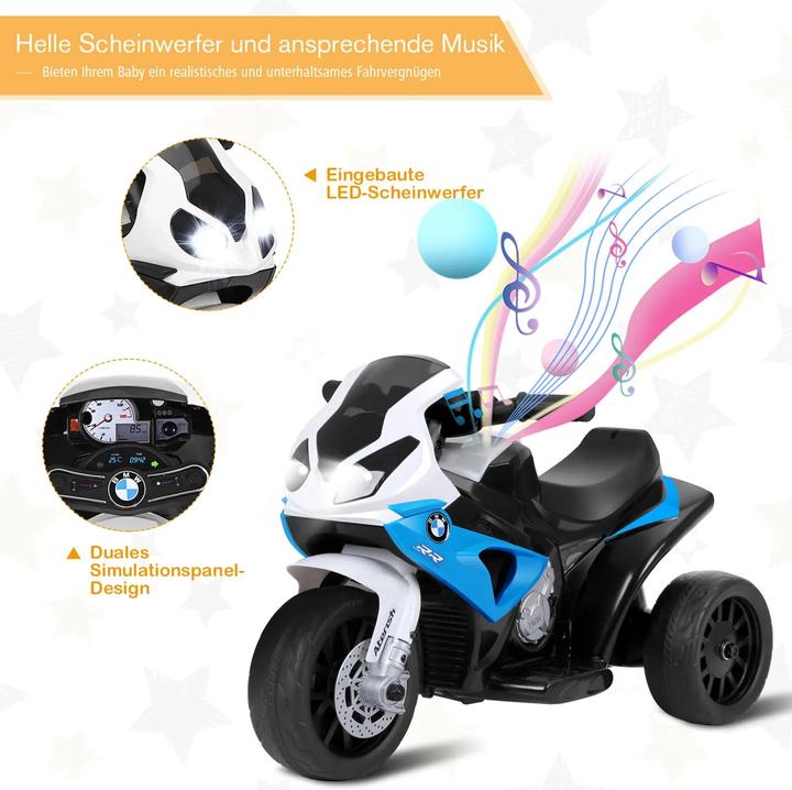 Produktbild Homcom Kinder Elektro Motorrad mit Licht- und Soundeffekte BMW S1000 RR blau (6 V)