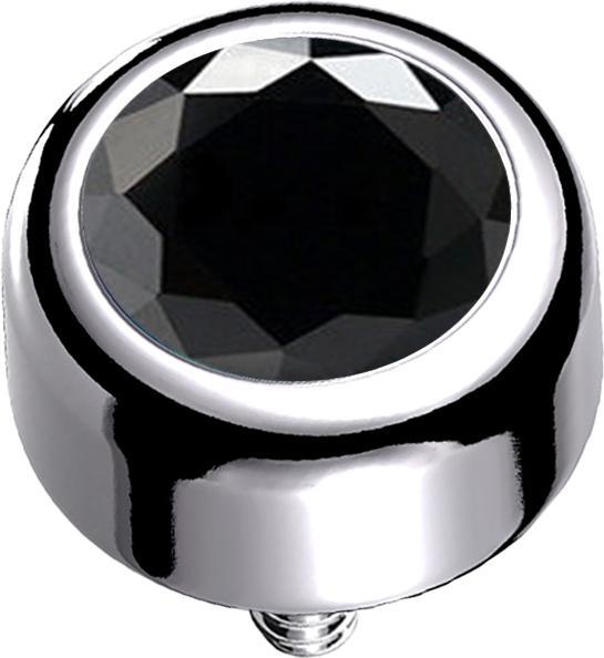 Actual product image Star Piercing Dermal anchor cylinder silver with black crystal (Titanium G23, without brass)