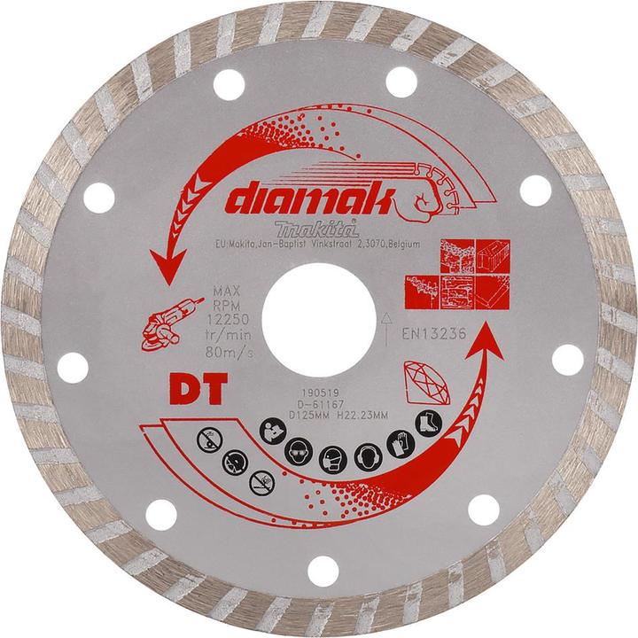 Produktbild Makita Diamant-Turboscheibe zum Nass- und Trockenschneiden von Beton, 125 mm, Diamak, Serie (D-61167)