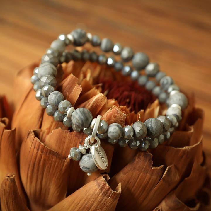 Image du produit Andreani Bracelet avec amazonite véritable (80 cm, Pierres, Nude, Verre, Marron, Métal)
