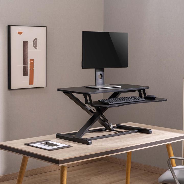 Image du produit Toboli Support PC Assis Debout 80x40cm Réglable Hauteur ergonomique Ordinateur portable Écran Bureau Poste