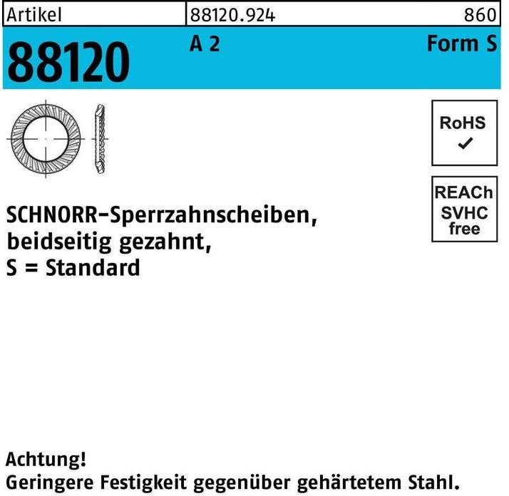 Produktbild Schnorr Sperrzahnscheibe R 88120 beidseitig gezahnt S 2,5x4,8x0,45 A 2