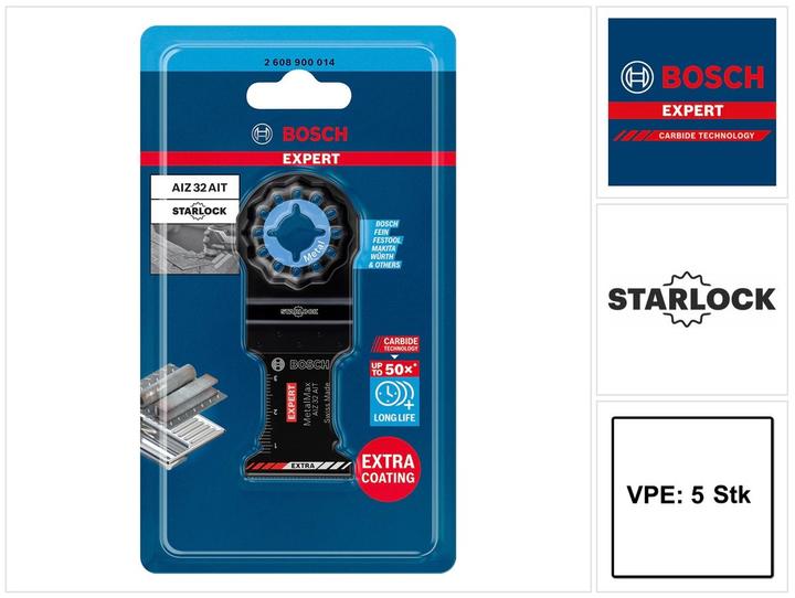 Image du produit Bosch Professional Zubehör Expert MetalMax AIZ 32 AIT Lame pour outils multifonctions, 40 x 32 mm, 5 pièces