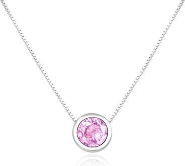 Actual product image Agato Silver necklace with pink zircon AGS1578/47-P