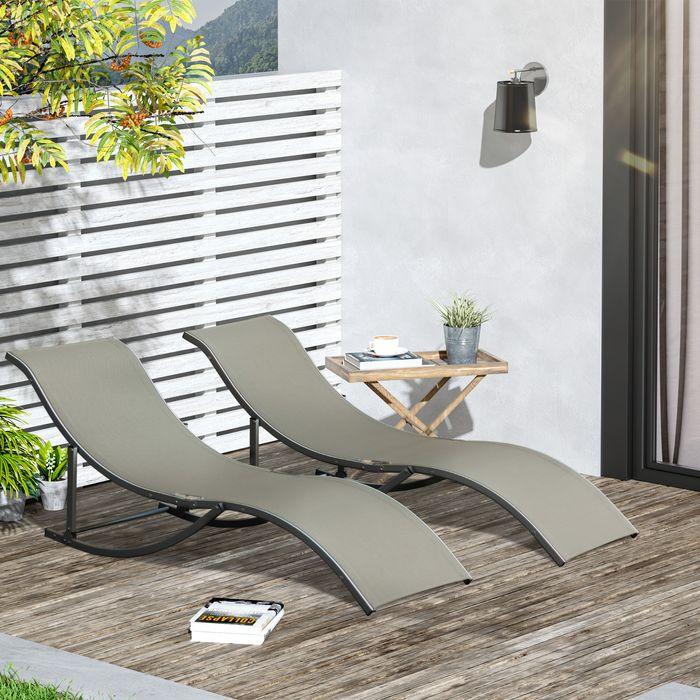 Image du produit Swisshandel24 Set de 2 chaises longues de jardin Bain de soleil en tissu Relax ergonomique Aluminium Texteline (165 cm)