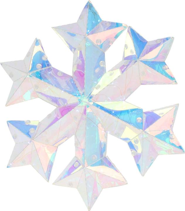 Immagine prodotto H & S Collection Fiocco di neve con design arcobaleno con 30 LED, bianco freddo, 27 cm