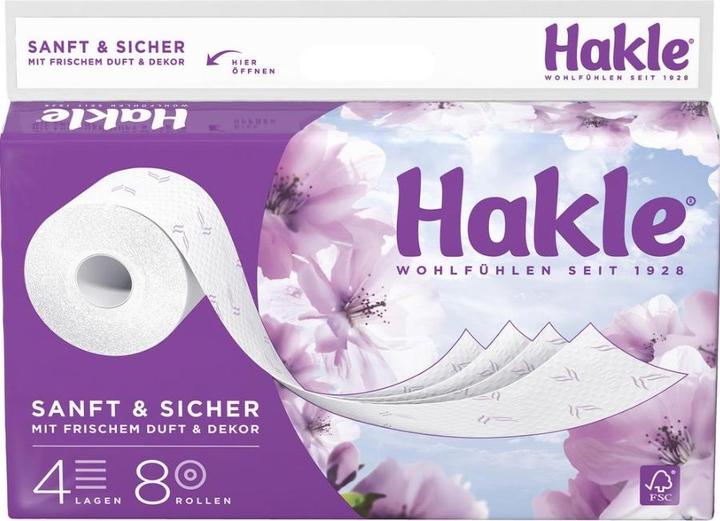 Produktbild Hakle Toilettenpapier SANFT & SICHER 4-lagig 8 Rollen (8 x)