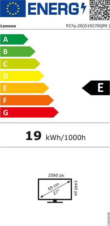 Energie-Label Lenovo ThinkVision P27q-20 (2560 x 1440 Pixel, 27")