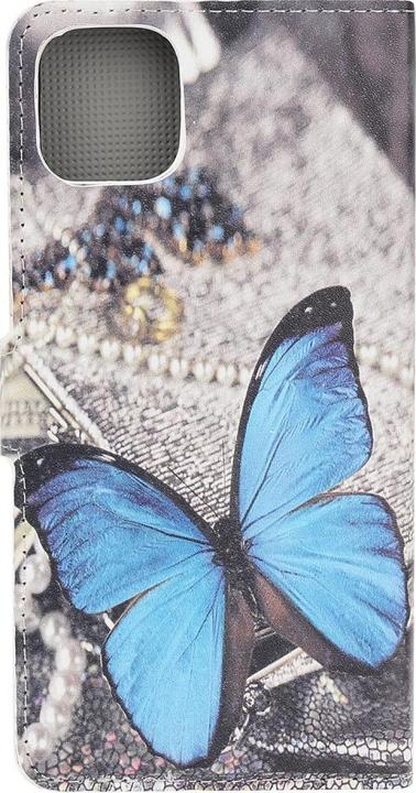 Actual product image Cover-Discount iPhone 12 / 12 Pro - Leather case butterfly blue (Apple iPhone 12, Apple iPhone 12 Pro)