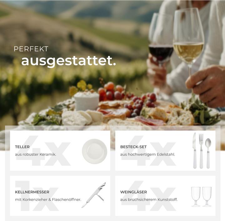 Immagine prodotto tectake Cestino da picnic Föhr per 4 persone, con scomparto refrigerante & accessori