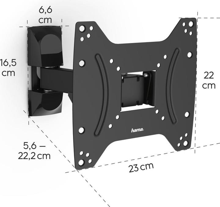 Productafbeelding Hama TV muurbeugel, draaien, kantelen, 122 cm (48") tot 20 kg (Muur, 48", 20 kg)