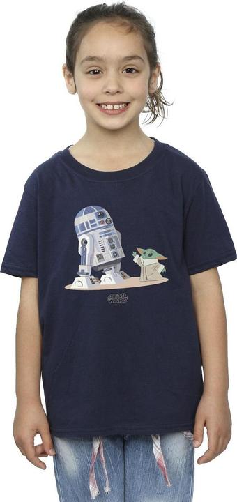 Actual product image Star Wars Girls The Mandalorian R2D2 And Grogu Cotton T-Shirt (104)