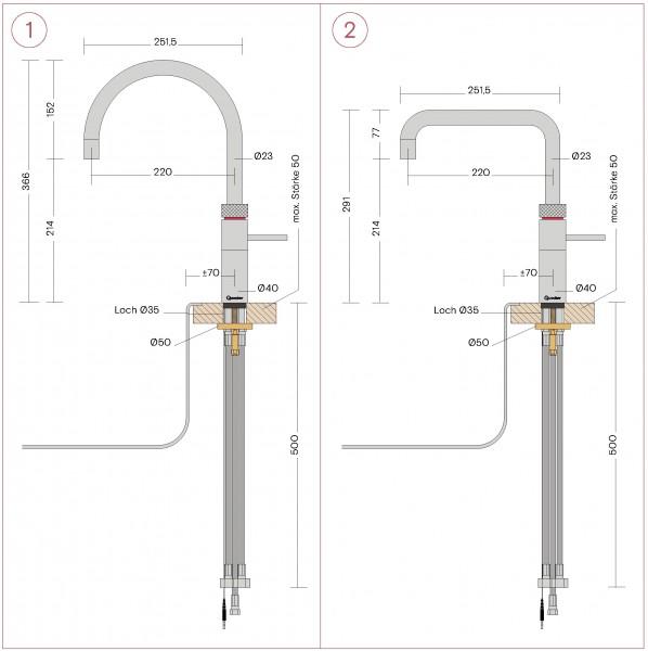 Produktbild Quooker - Wasserhahn Fusion Square COMBI Gold