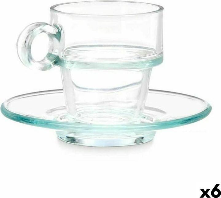 Actual product image Vivalto Tasse mit Untertasse 41087 Durchsichtig Glas 90 ml (6 Stück) (90 ml, 6 x)