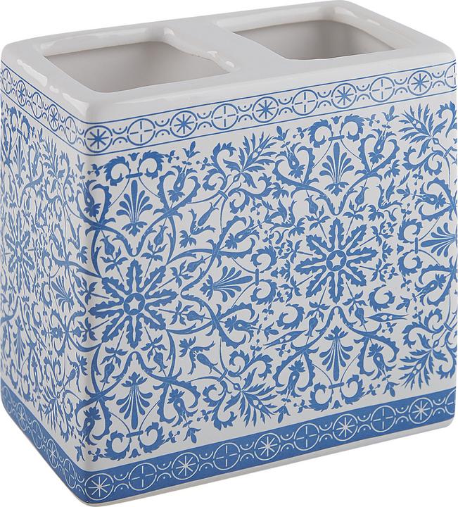 Immagine prodotto Beliani Set da bagno 3 pezzi in ceramica blu/bianco CARORA (8 x 8 x 19 cm)