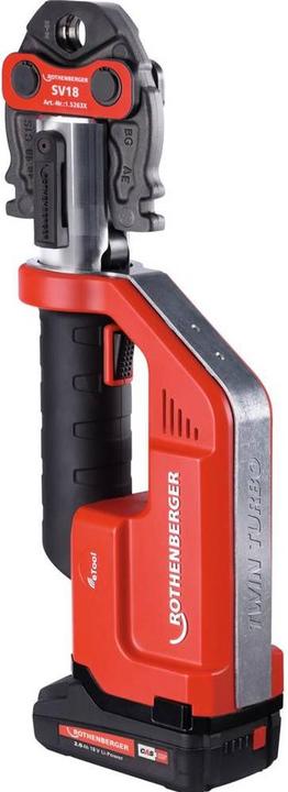 Actual product image Rothenberger ROMAX Compact TT 18V battery press machine + 1x battery 2.0Ah + charger + press jaw set + (390 mm)