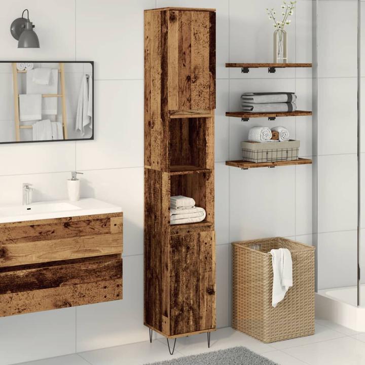 Produktbild VidaXL Badschrank Hochschrank Badezimmerschrank Badmöbel Schrank Altholz-Optik (30 x 30 x 190 cm)