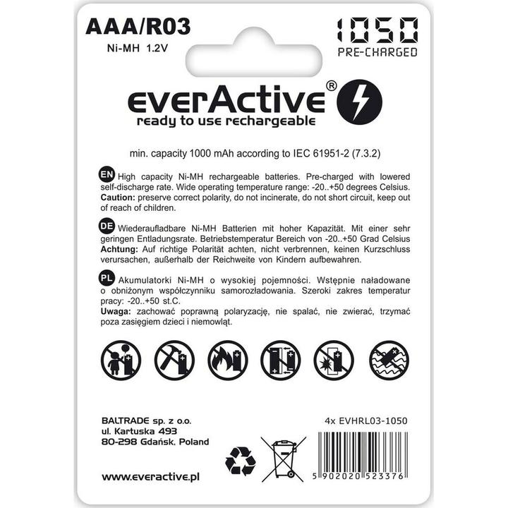 Energy Label Everactive 1050 Series (4 pcs., AAA, 1050 mAh)