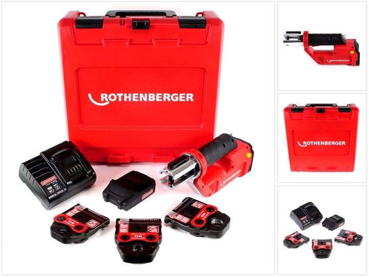 Actual product image Rothenberger ROMAX Compact TT 18V battery press machine + 1x battery 2.0Ah + charger + press jaw set + (390 mm)
